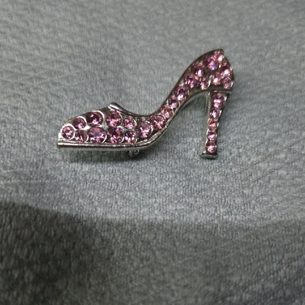 Pink VINTAGE Rhinestone High Heel Brooch